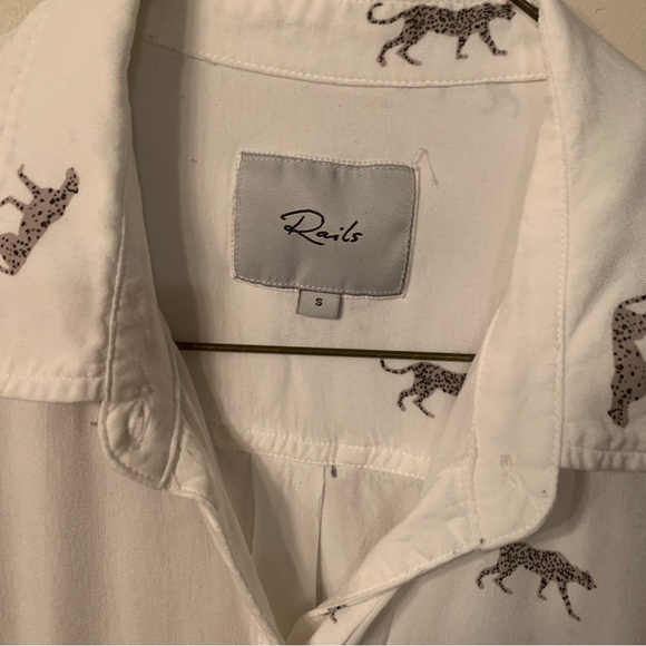 Rails Charcoal Wild Cats Rayon Button Up Long Sleeve Shirt S - Picture 6 of 10
